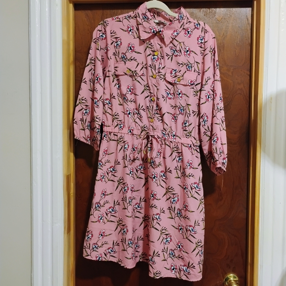 Midi Dress, Size: XL, Blush W/ Flowers
